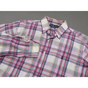 Vtg Polo Ralph Lauren Shirt Mens XL Button Up Pink Plaid Preppy Casual Classic